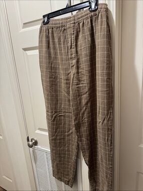 Men's Brown Windowpane Drawstring Joggers